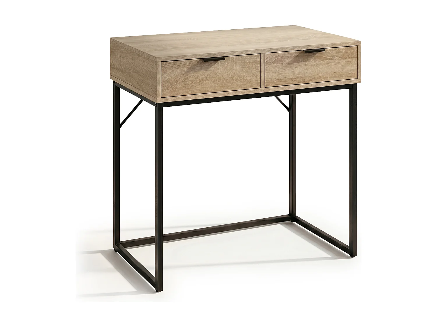 Konsola stolik loftowy ELANO 2 szuflady 80 cm Dąb Sonoma Czarne nogi 4996879 - obrazek 1