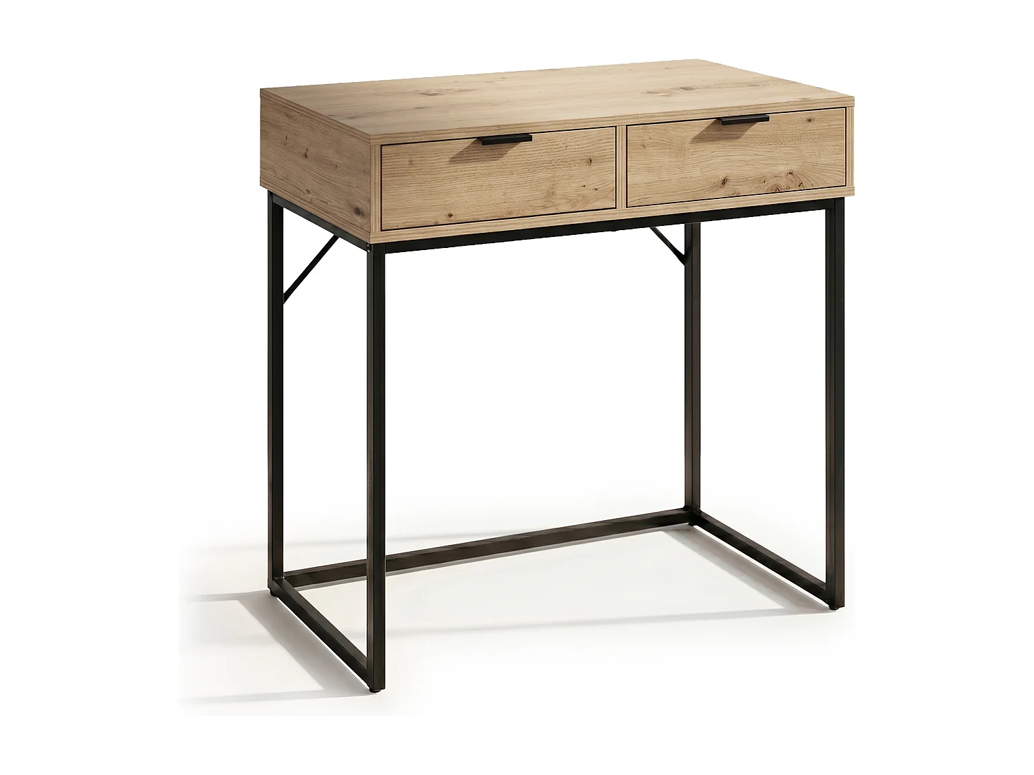 Konsola stolik loftowy ELANO 2 szuflady 80 cm Dąb Artisan Czarne nogi 4996881 - obrazek 1