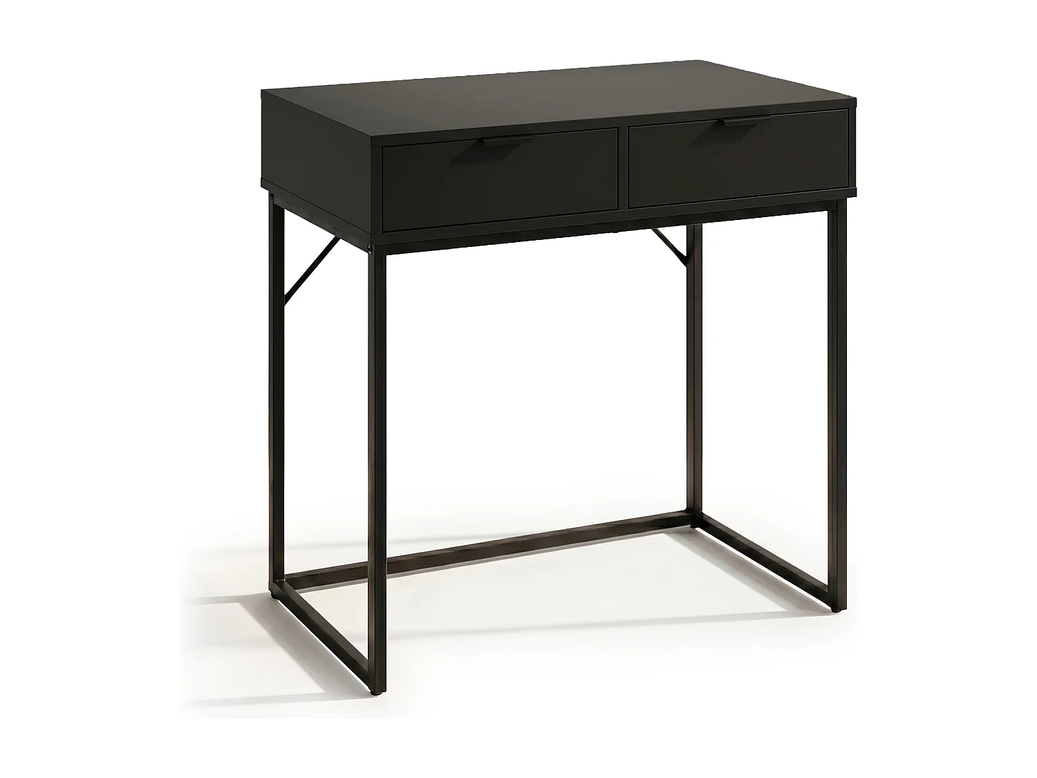 Konsola stolik loftowy ELANO 2 szuflady 80 cm Czarna Czarne nogi 4996888 - obrazek 1