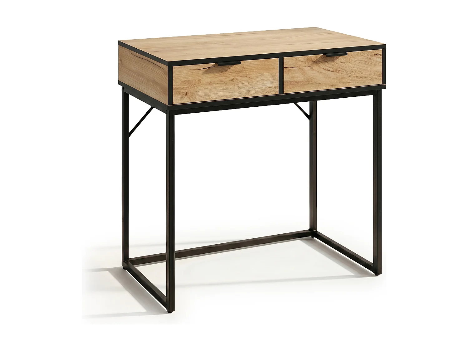 Konsola stolik loftowy ELANO 2 szuflady 80 cm Dąb Craft Czarne nogi 4996893 - obrazek 1