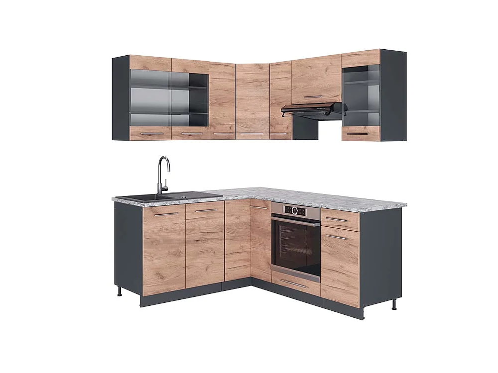 Kogoszczona kuchnia dąb goldkraft/antracyt 190x60x81.6 fame-line 4779623