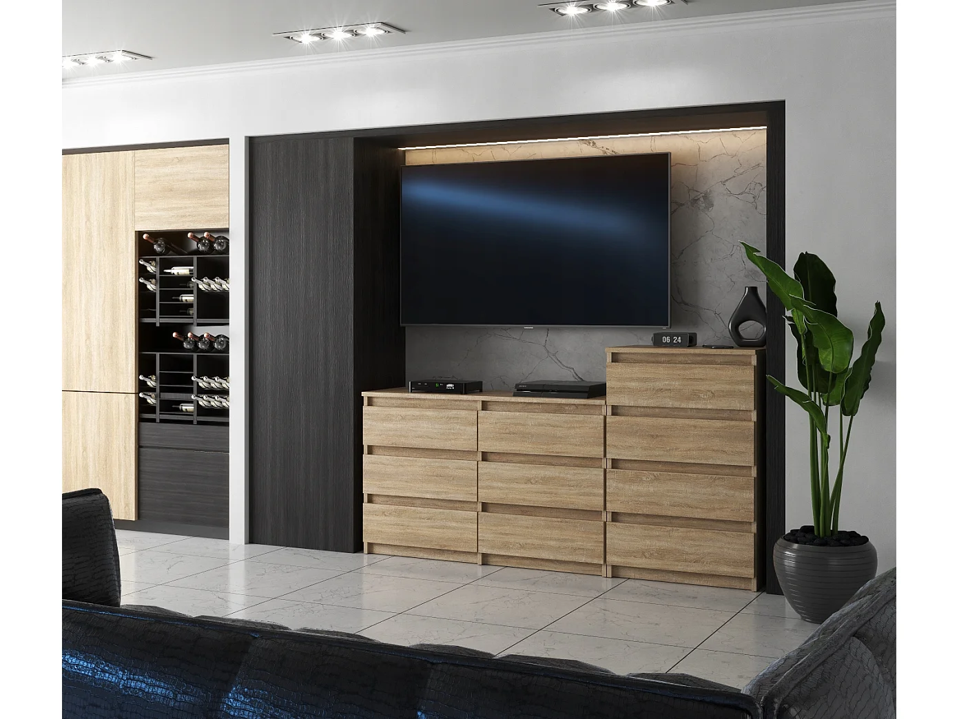 Komoda Z 10 Szufladami 160 CM Szafka Rtv Dąb Sonoma Meble Do Salonu Sypialni 4795198 - obrazek 1