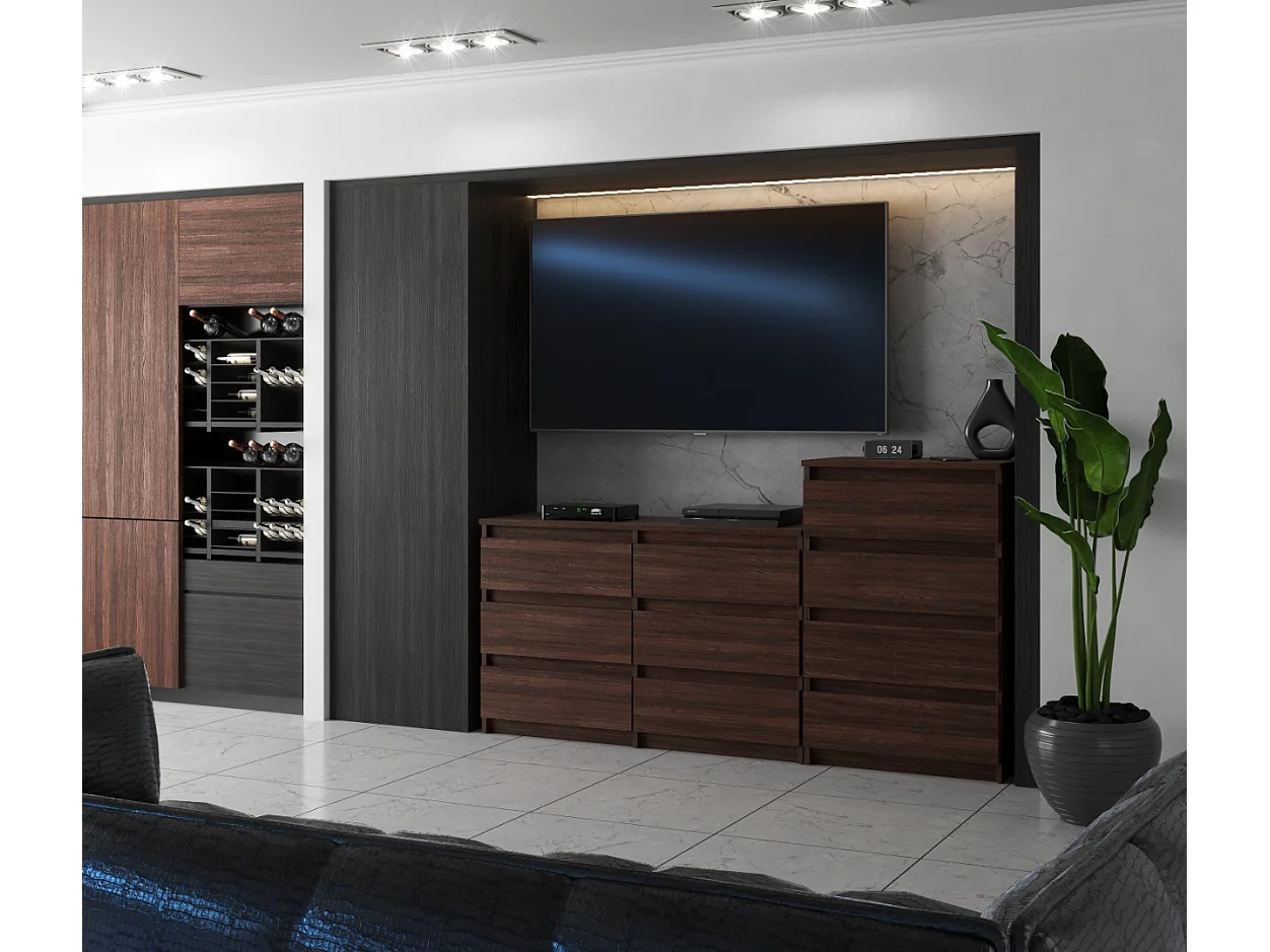 Komoda Z 10 Szufladami 160 CM Szafka Rtv Dąb Wenge Meble Do Salonu Sypialni 4795211 - obrazek 1