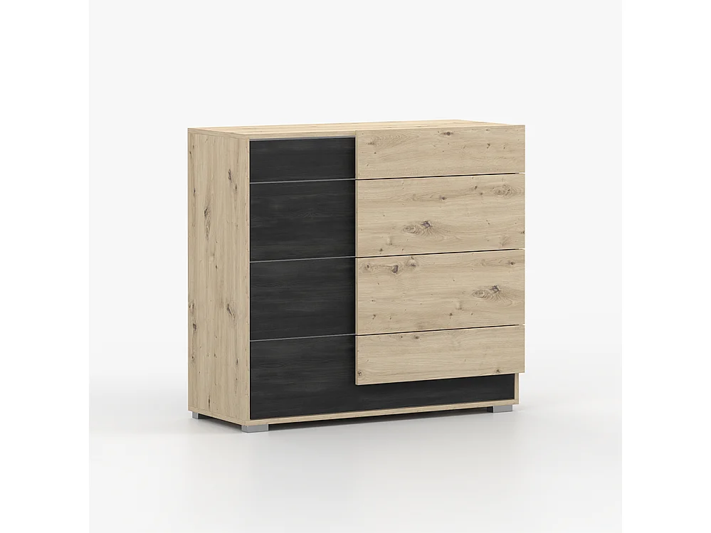 Komoda BAFRA 4S 100 cm, Dąb Artisan + czarna sosna norweska 4999847 - obrazek 1