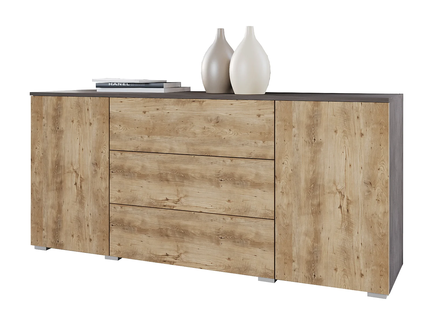 Komoda 150 cm mat do salonu – nowoczesna komoda z szufladami i szafkami korpus matera, fronty kasztan mat 4579778