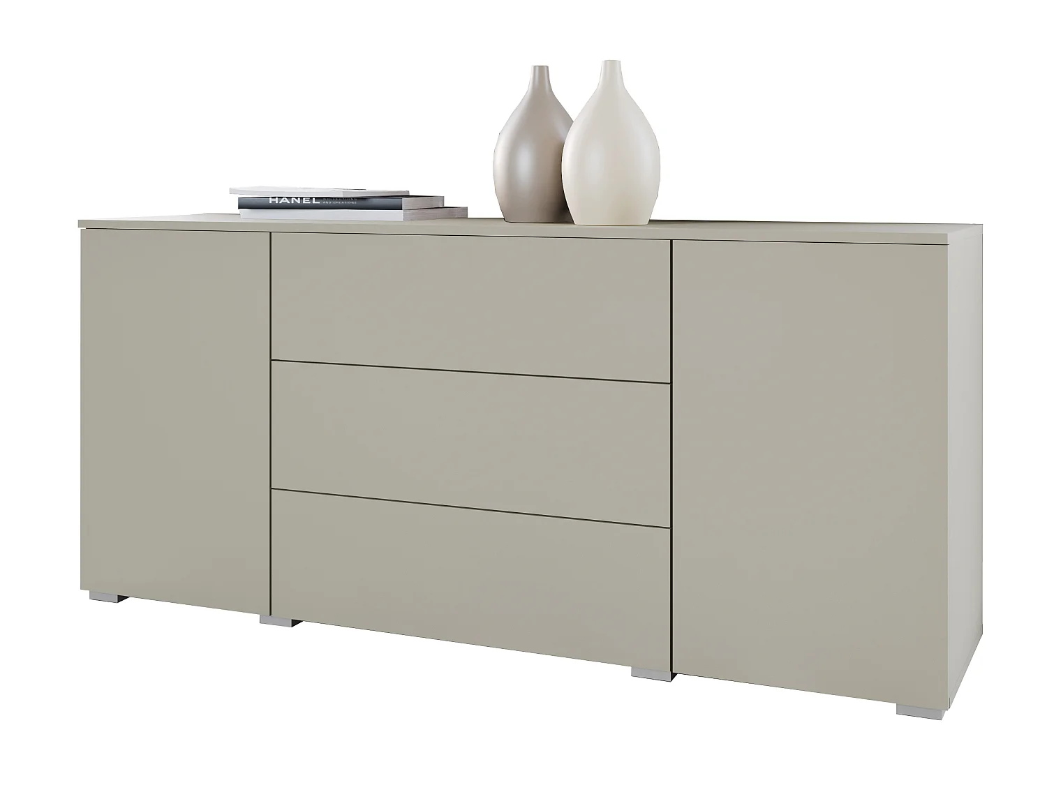 Komoda 150 cm mat do salonu – nowoczesna komoda z szufladami i szafkami kaszmirowy beż 4579793