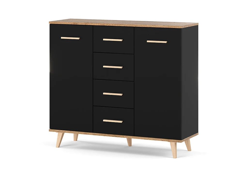 Komoda z Szufladami STIVMEBLE 106,4x36x95,2 Czarna Dąb Wotan Nowoczesna Szafka Do Salonu Sypialni 5005646 - obrazek 1