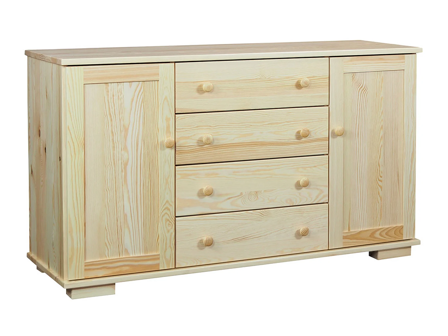 Komoda z drewna litego 137 cm Modern, 2 drzwi, 4 szuflady, sosnowa 4294385 - obrazek 1