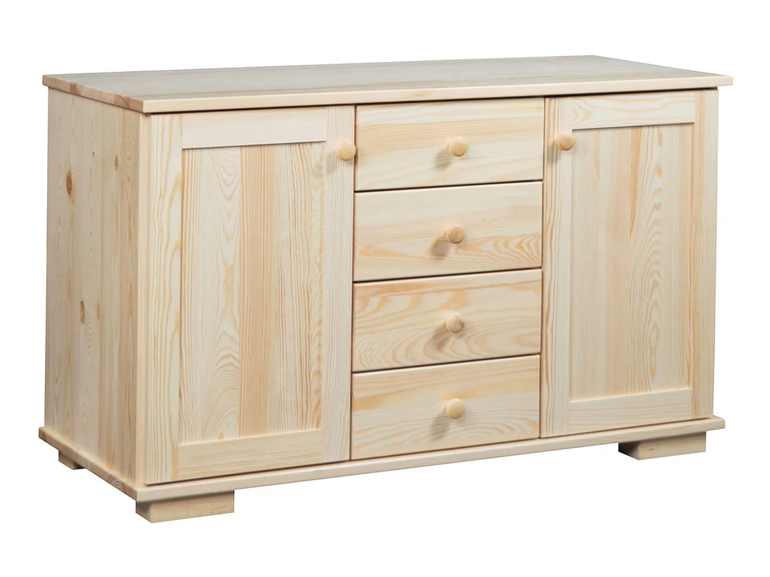 Komoda z drewna litego 115 cm Modern, 2 drzwi, 4 szuflady, sosnowa 4038317 - obrazek 1