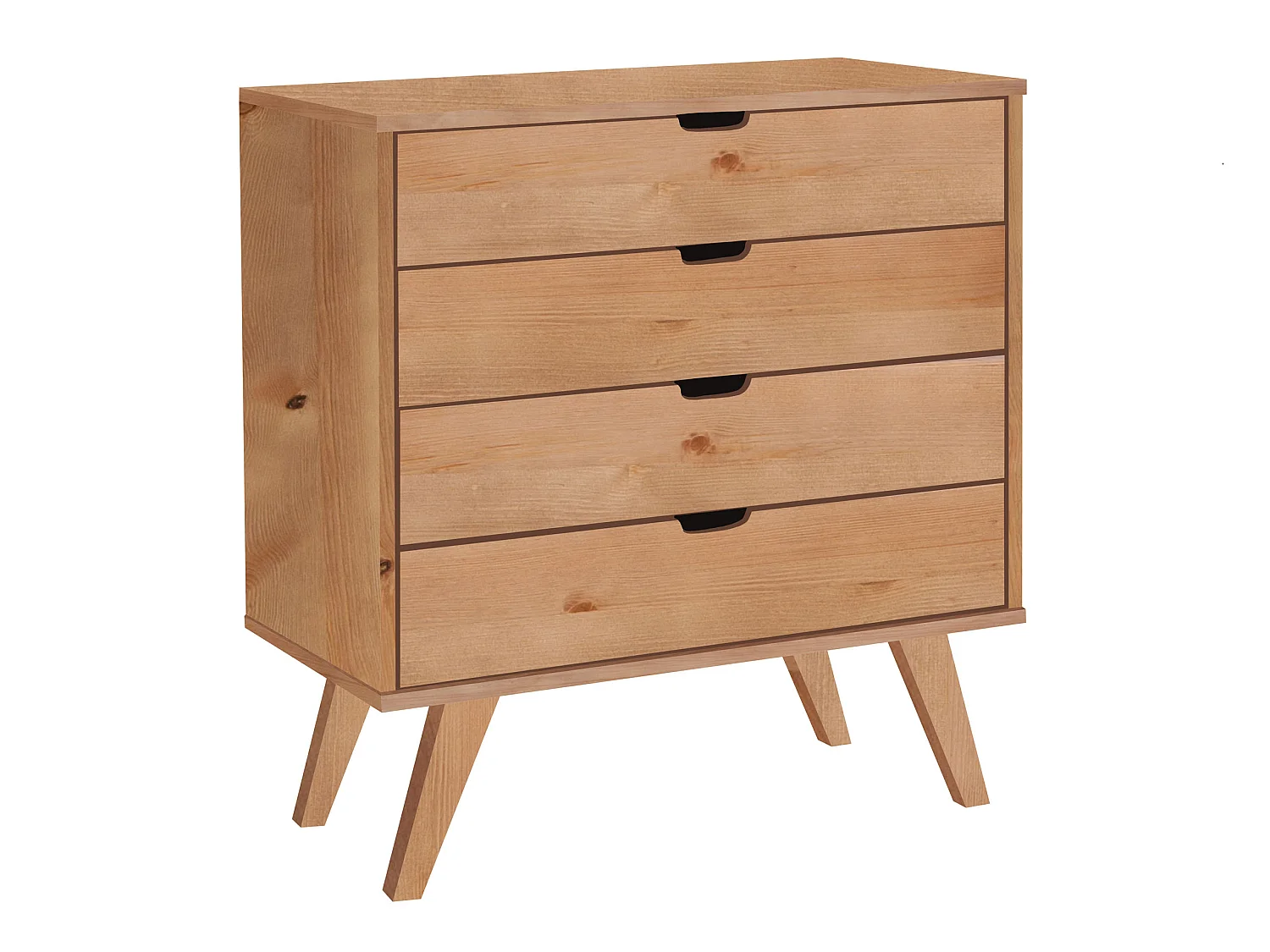 Komoda drewniana 90 cm Malmo I, 4 szuflady, kolor dębowy 4026991 - obrazek 1