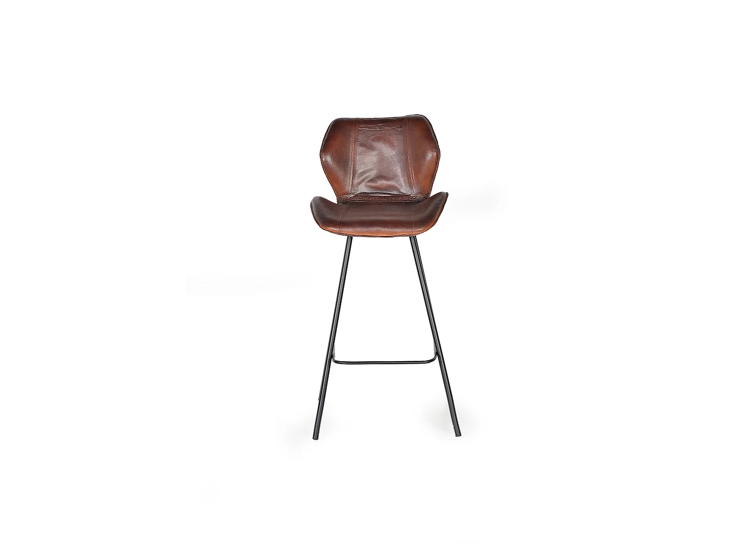 Stołek ze skóry bydlęcej 49 cm, styl industrialny, 102x49x50 2955315
