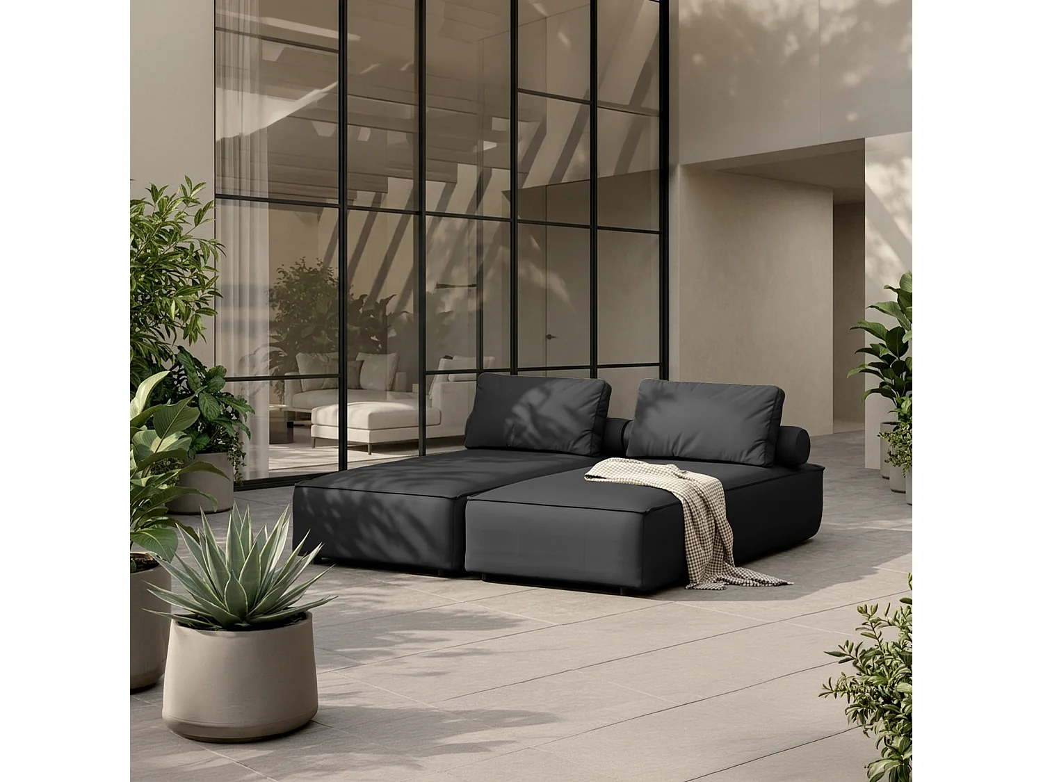 Komplet 2 szezlongów Patio, tkanina Odyssey, anthracite (03) 5013470