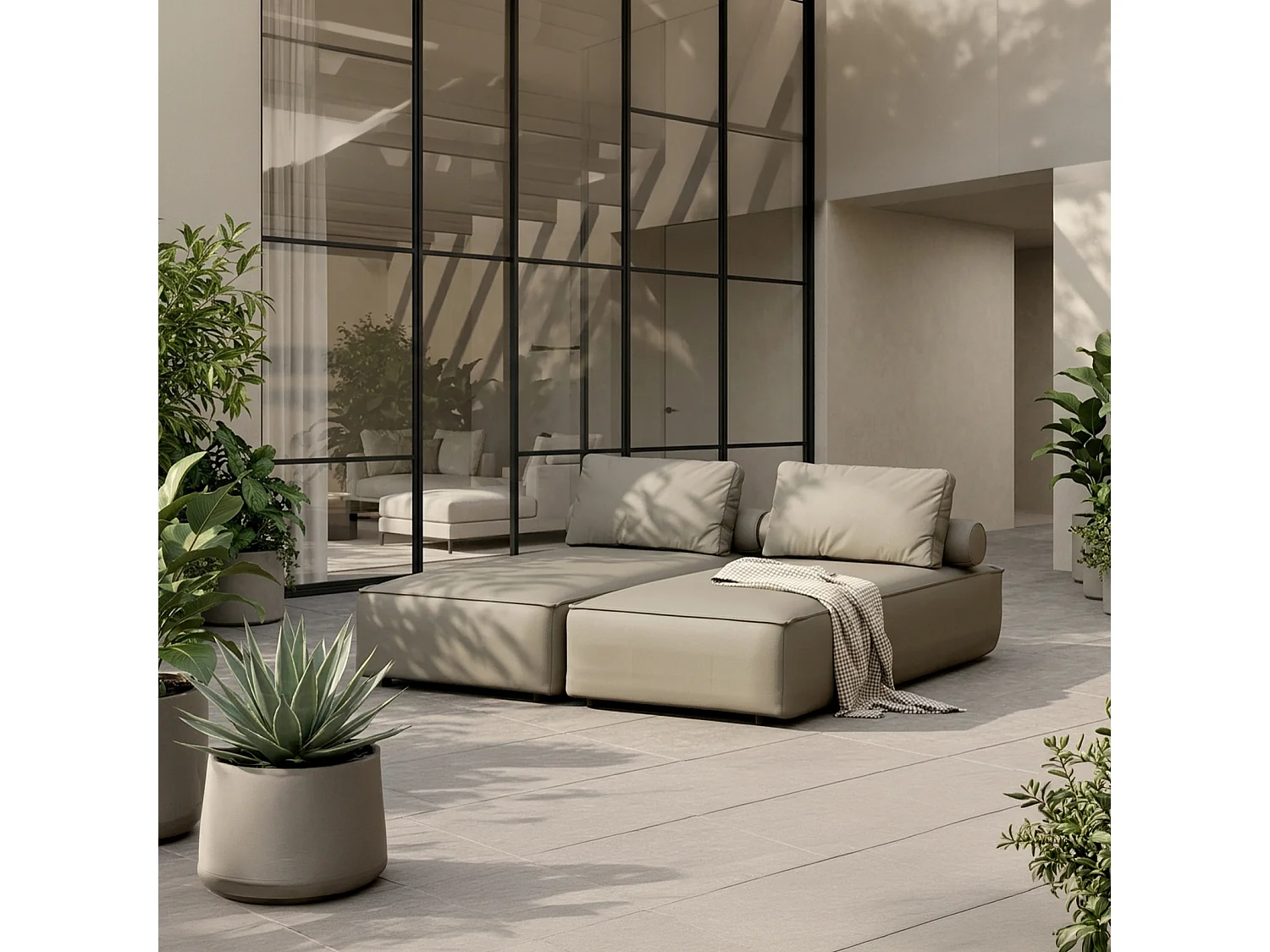 Komplet 2 szezlongów Patio, tkanina Odyssey, pearl (01) 5013482