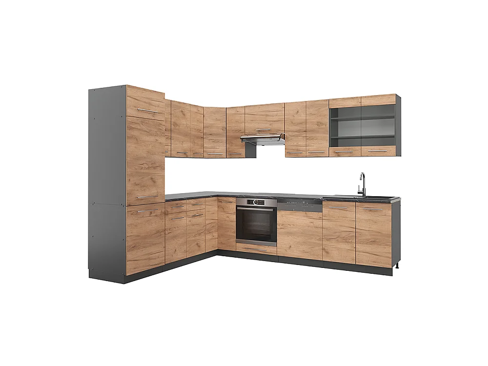 Kogoszczona kuchnia dąb goldkraft/antracyt 287x60x81.6 fame-line 4780688
