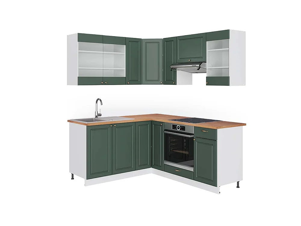 Kogoszczona kuchnia green gold country/biały 190x60x81.6 fame-line 4781713