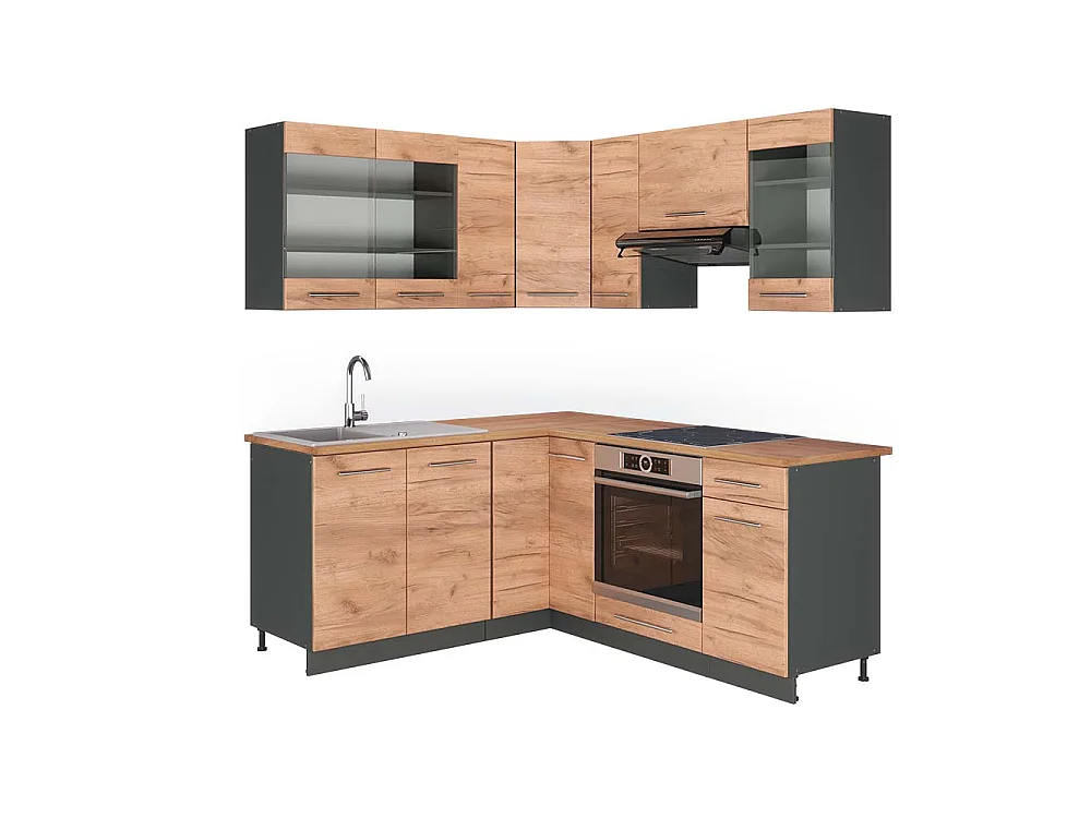 Kogoszczona kuchnia dąb goldkraft/antracyt 190x60x81.6 fame-line 4782222