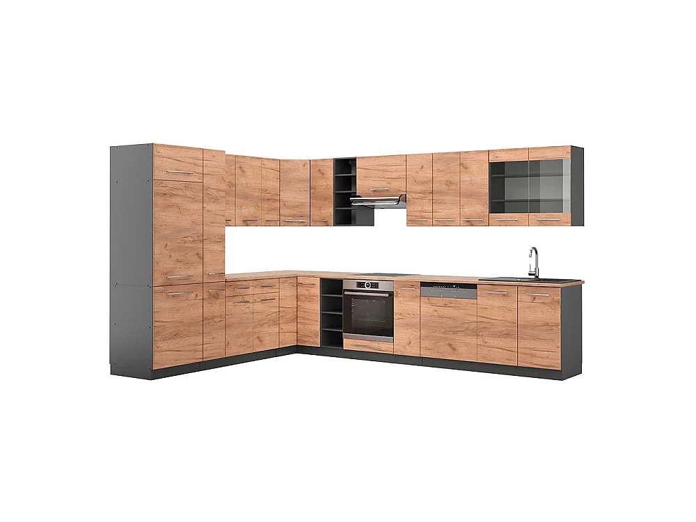 Kogoszczona kuchnia dąb goldkraft/antracyt 347x60x81.6 fame-line 4781287