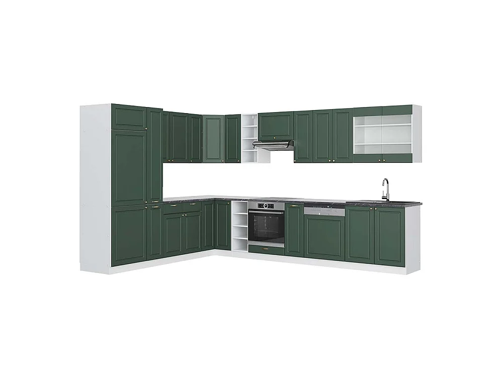 Kogoszczona kuchnia green gold country/biały 347x60x81.6 fame-line 4781248