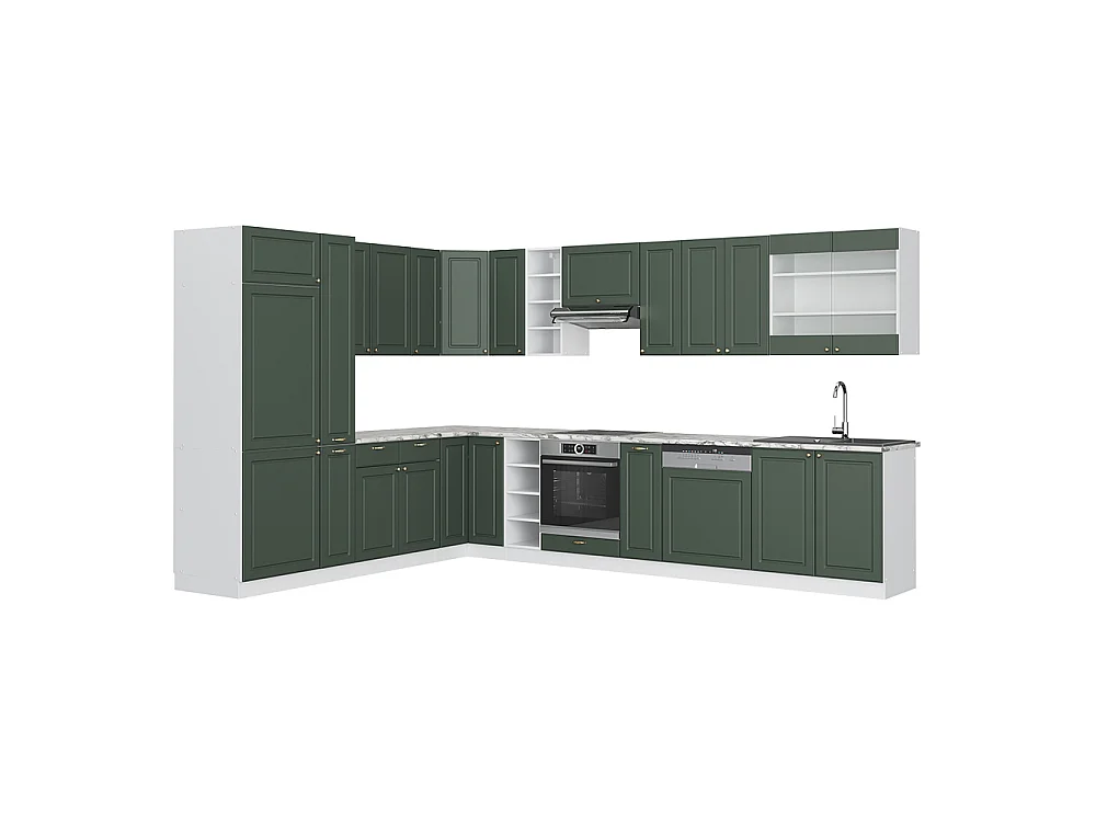 Kogoszczona kuchnia green gold country/biały 347x60x81.6 fame-line 4781448