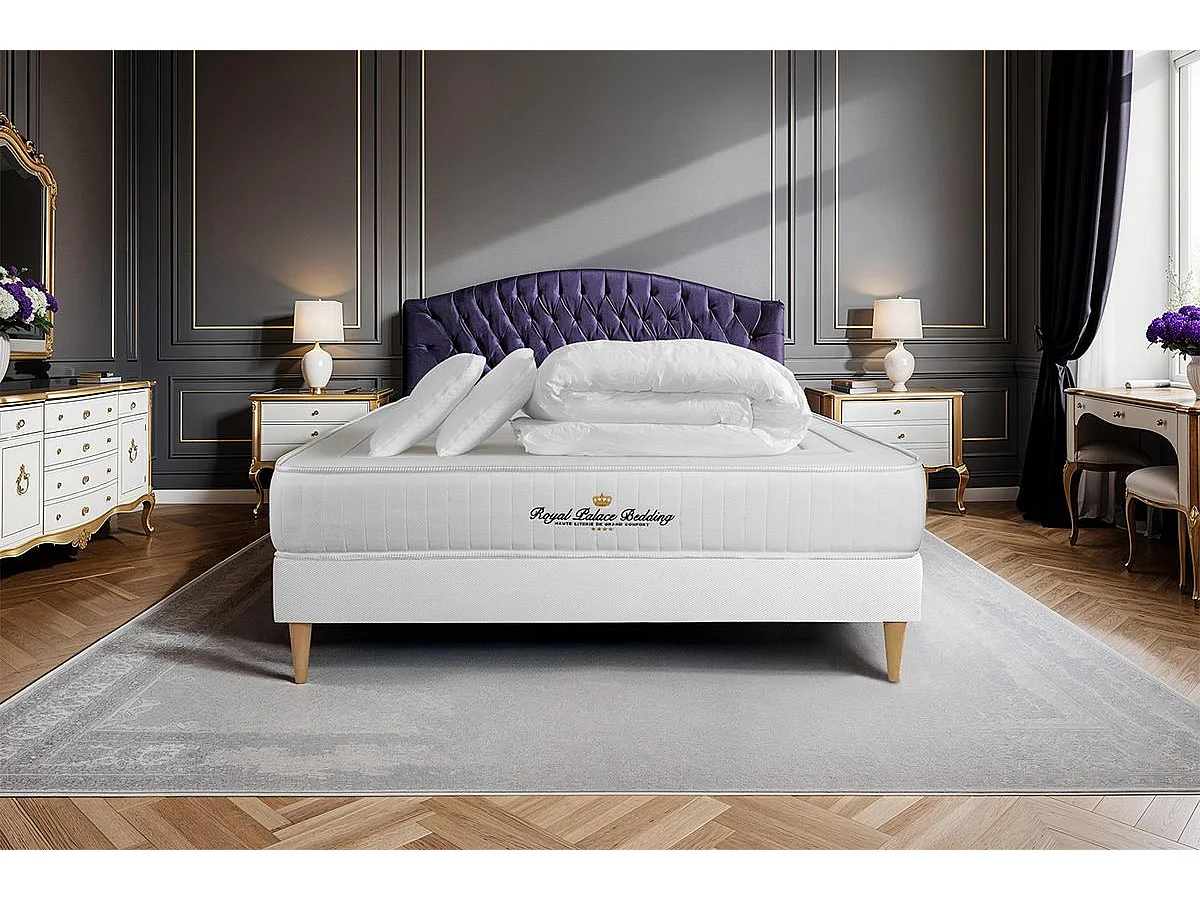 Kompletny zestaw lózka - materac 180x200 cm + Sprezyna skrzyniowa z listwami (w zestawie) + 2 poduszki Koldra - Nottingham 160417 - obrazek 1