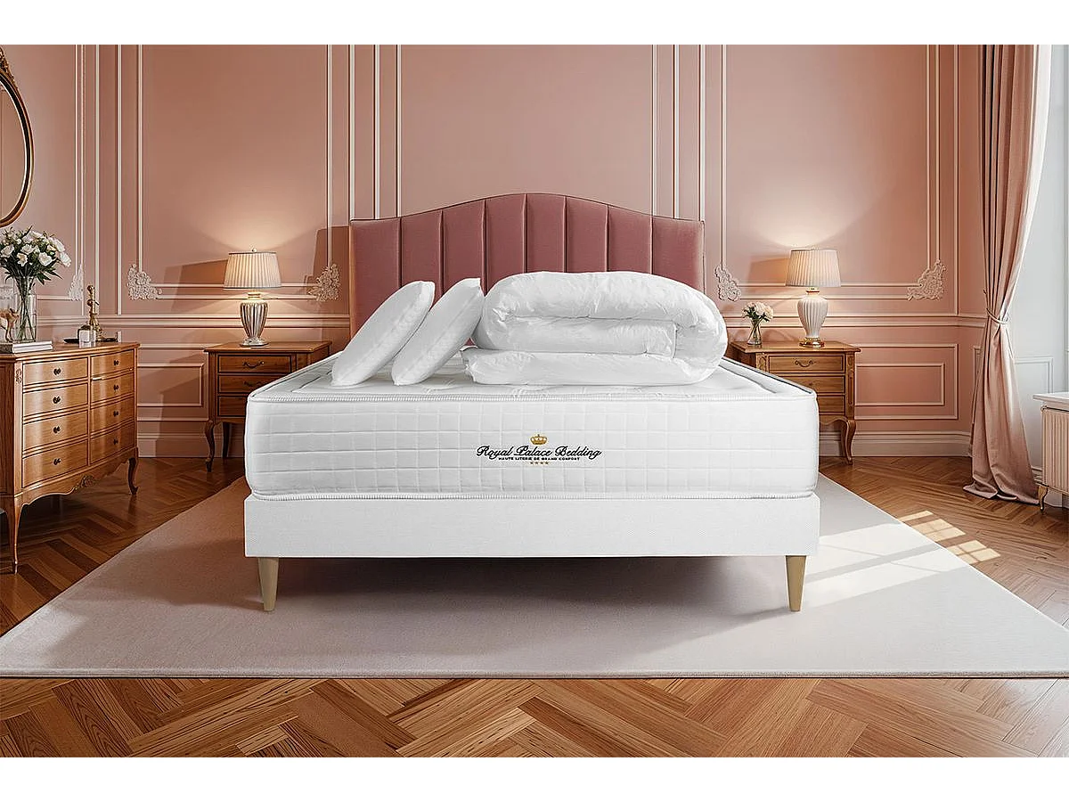 Kompletny zestaw lózka - materac 160x200 cm + Sprezyna skrzyniowa z listwami (w zestawie) + 2 poduszki Koldra - Buckingham 161701 - obrazek 1