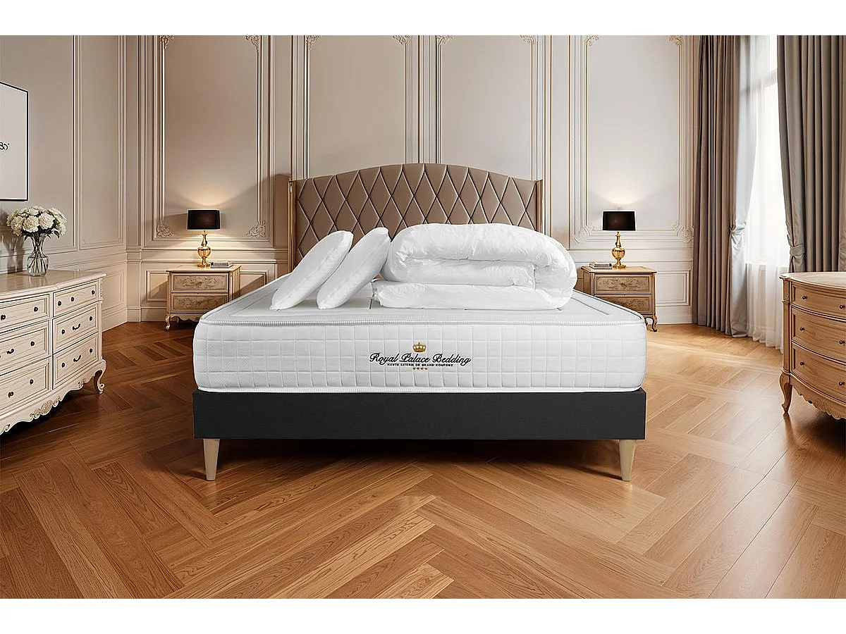 Kompletny zestaw lózka - materac 140x190 cm + Sprezyna skrzyniowa z listwami (w zestawie) + 2 poduszki Koldra - Balmoral 162161 - obrazek 1