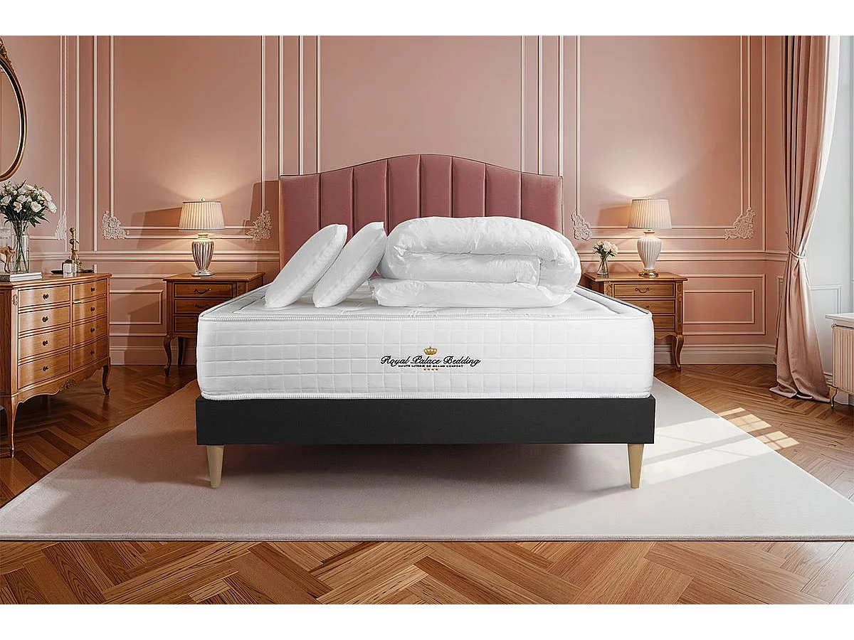 Kompletny zestaw lózka - materac 200x200 cm + Sprezyna skrzyniowa z listwami (w zestawie) + 2 poduszki Koldra - Buckingham 168607 - obrazek 1