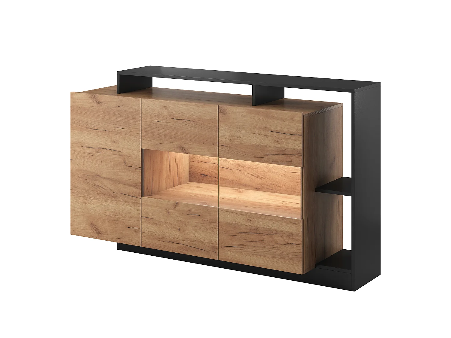 Komoda witryna do salonu, dąb craft / antracyt, 155 x 44 x 93,5 cm 5018433 - obrazek 1