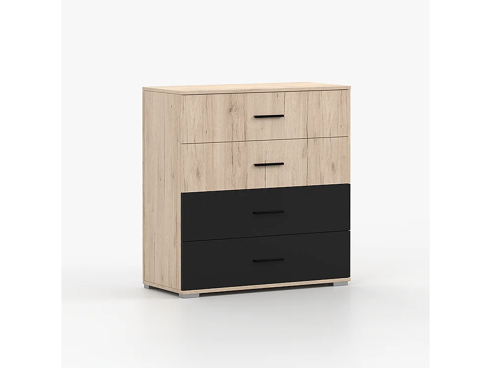 Komoda BARI 4S 90 cm, San Remo Piasek + Czarny Półpołysk 5024401 - obrazek 1