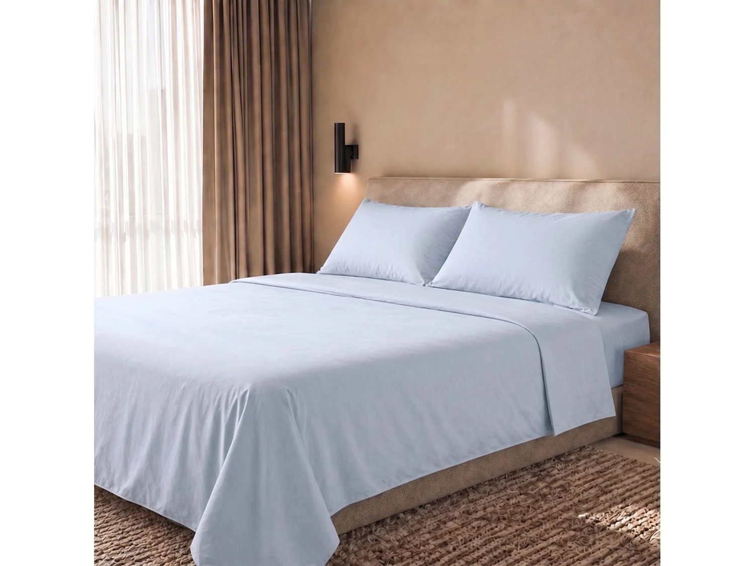 Komplet Prześcieradeł 100% Bawełna Percale 200 TC Lodowy | Made in Italy 5026277 - obrazek 1