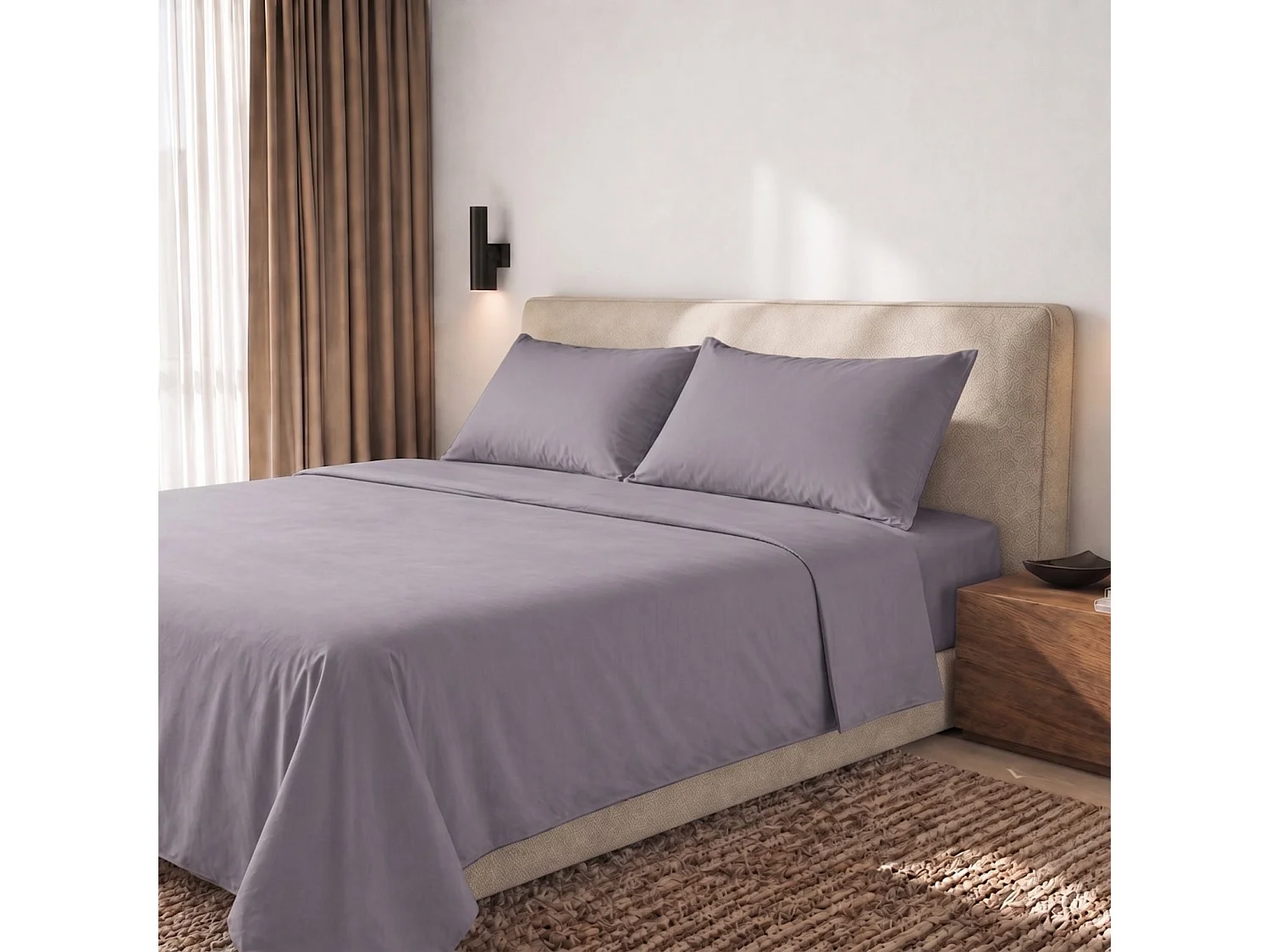 Komplet Prześcieradeł 100% Bawełna Percale 200 TC Ciemnoszary | Made in Italy 5026289