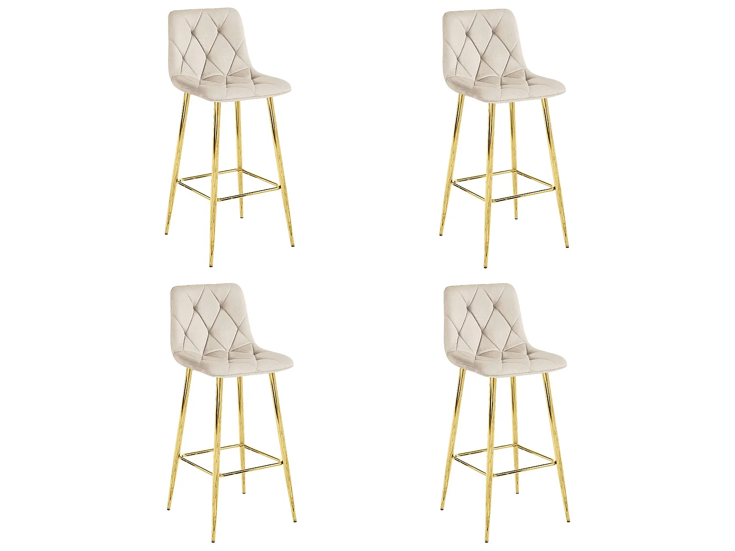 Krzesło barowe Valora KODA STOOL w kolorze beżowym, aksamitne, złote nogi do kuchni x4 4799325 - obrazek 1