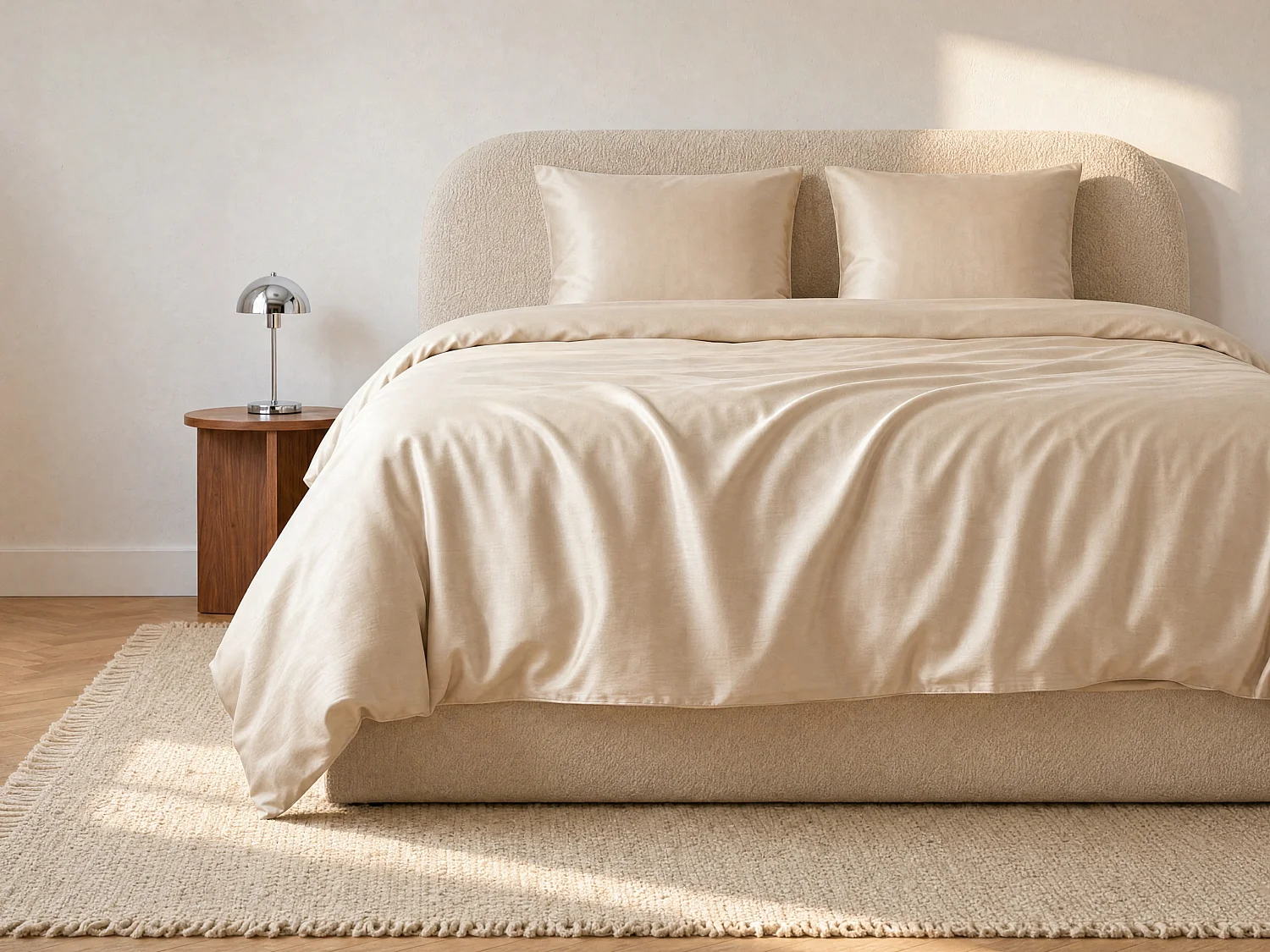 Komplet pościeli satynowej 108 nici/cm² - Poszwa na kołdrę 220 x 240 cm + 2 poszewki na poduszkę 63 x 63 cm - Beżowy - TALORA marki PALACIO 754861 - obrazek 1