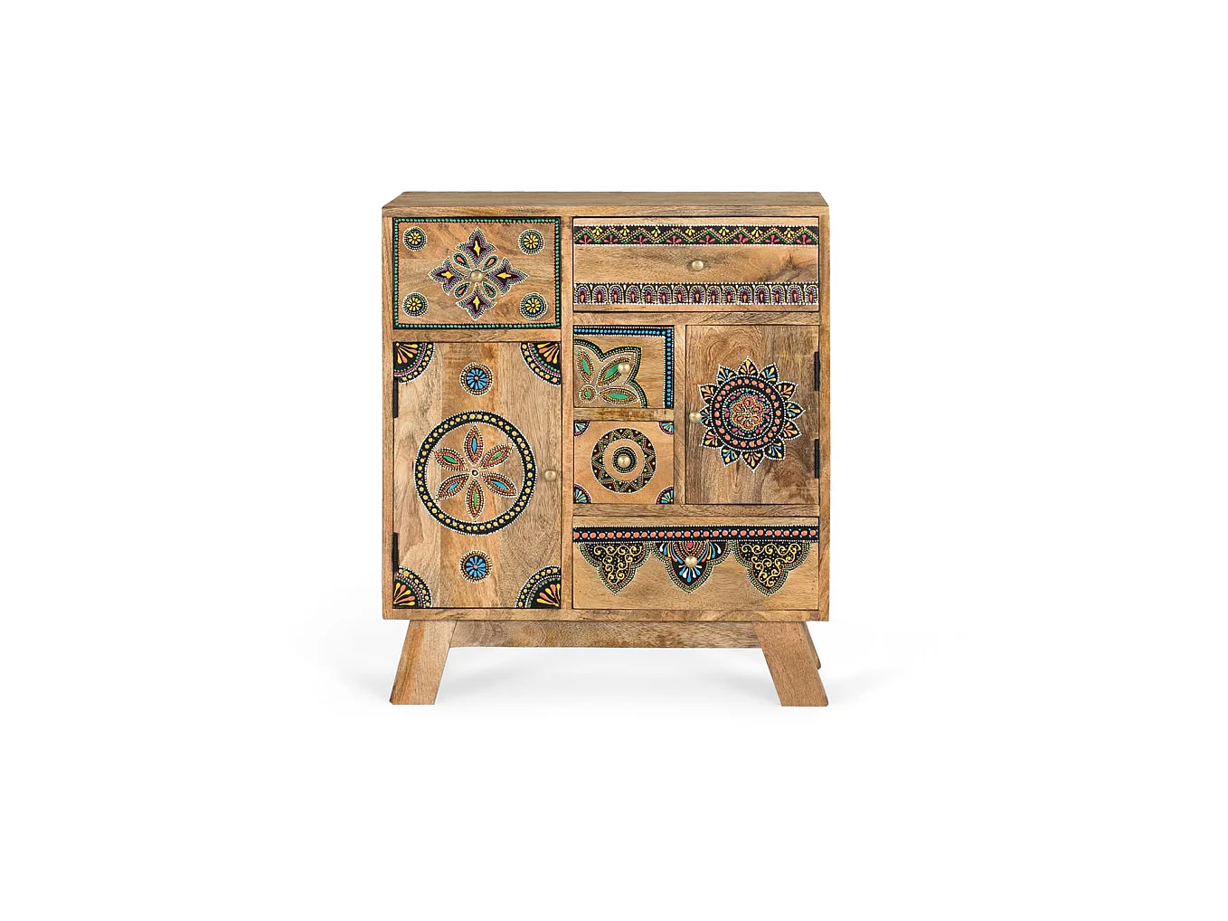 Stolik boczny z drewna mango, płyta MDF, 61 cm, styl boho etniczny, 68x61x33 3794550