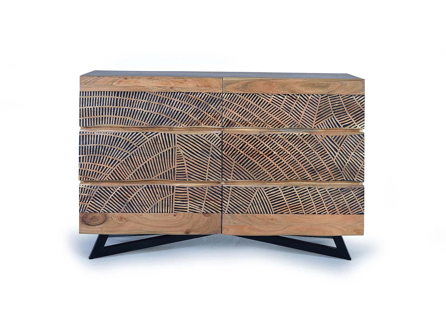 Komoda z drewna akacjowego 125 cm, styl nowoczesny, rustykalny - 86x125x40 573387 - obrazek 1
