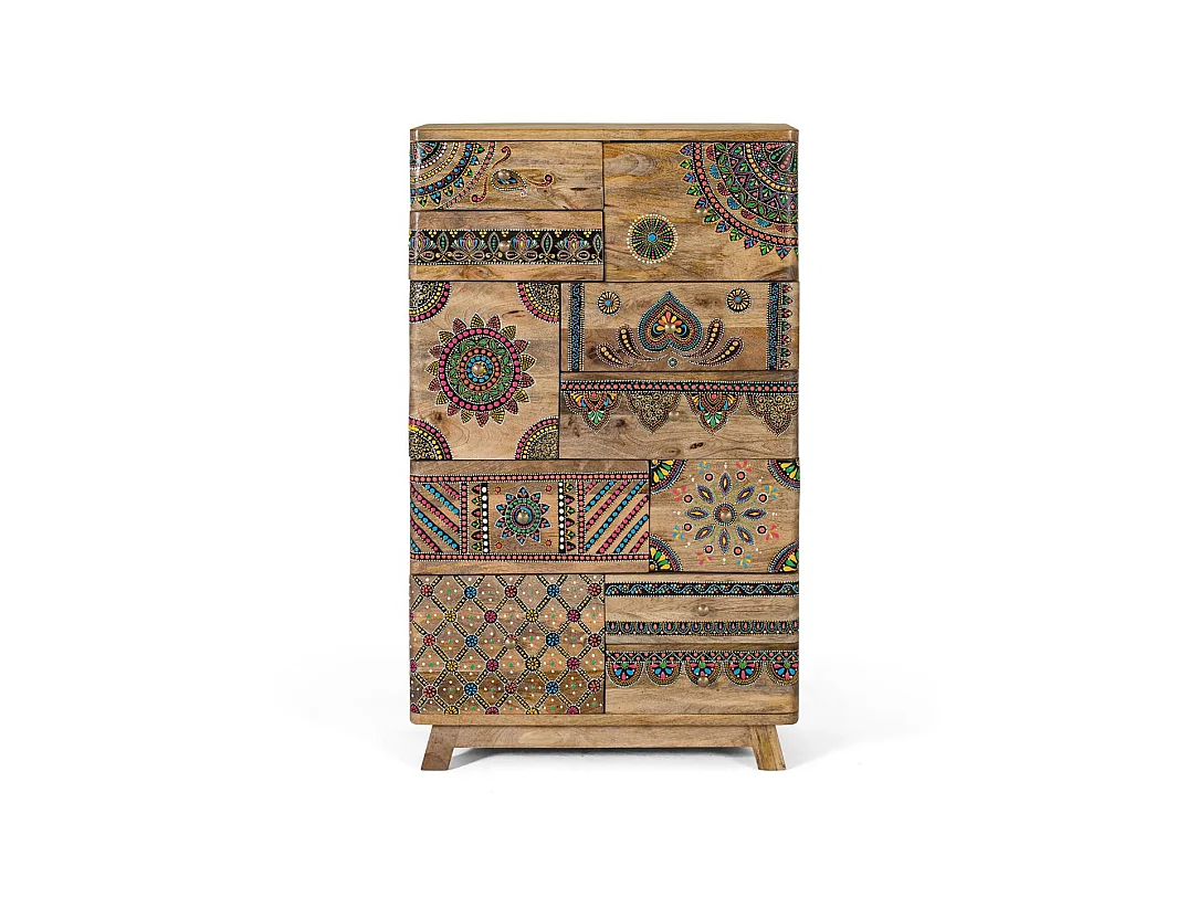 Komoda z drewna mango 60 cm w stylu boho etnicznym - 98x60x30 3510664 - obrazek 1