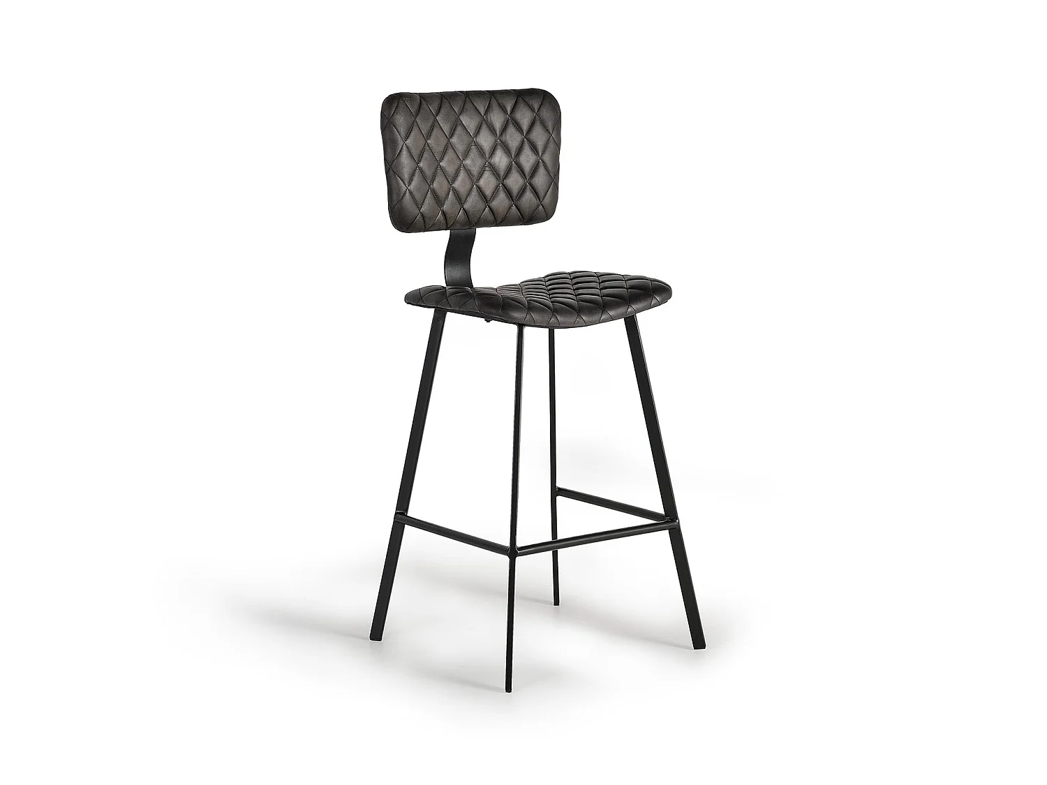 Skórzany stołek 45 cm w nowoczesnym stylu industrialnym - 112x45x46 573353 - obrazek 1