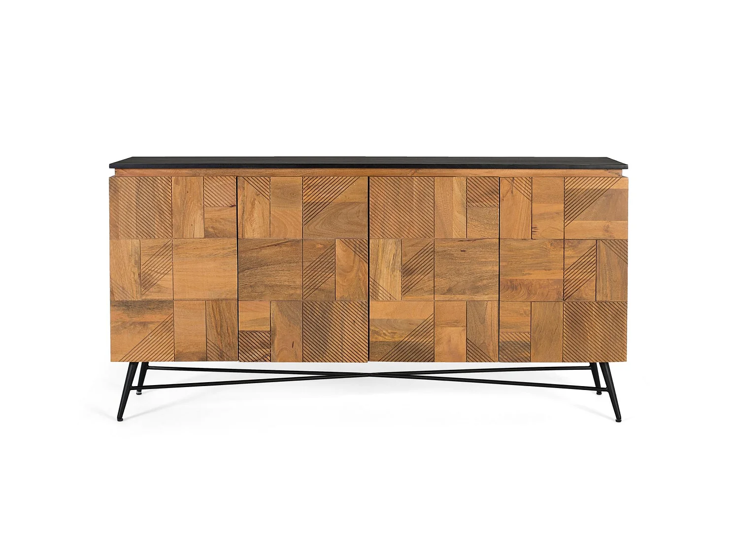 Komoda z drewna mango, styl retro-nowoczesny - 85x170x40 4137595 - obrazek 1