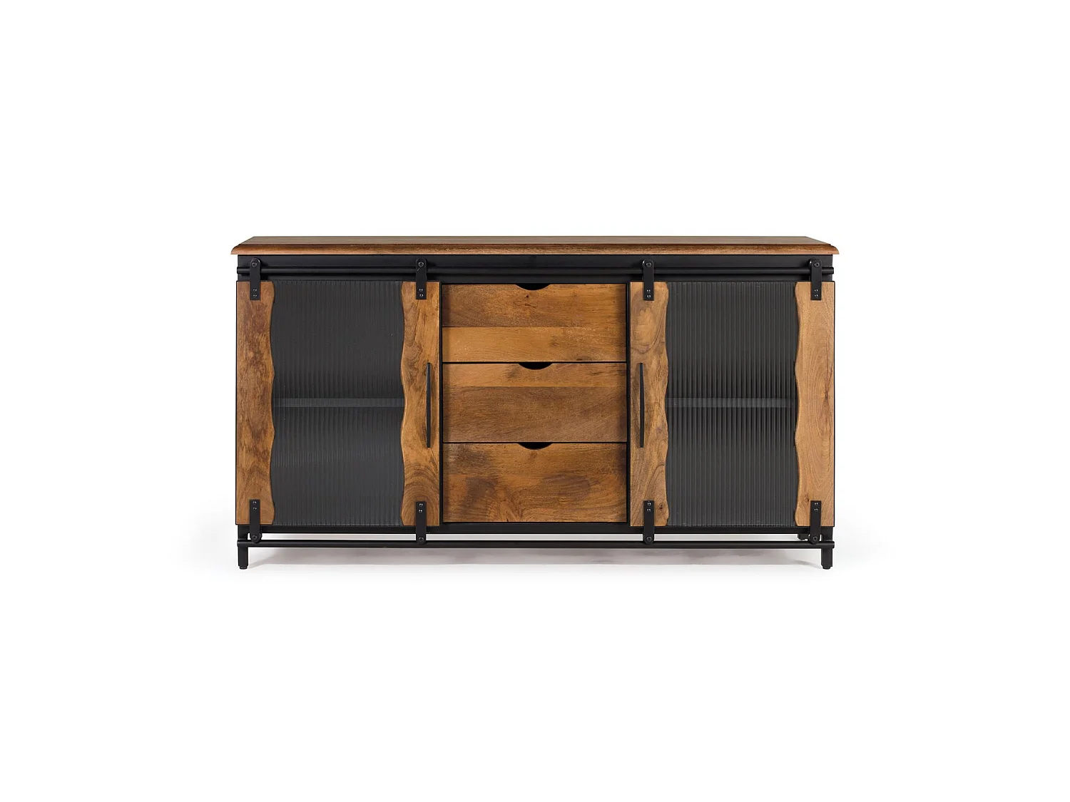 Komoda z drewna mango i metalu, styl industrialny - 80x150x40 2732693 - obrazek 1
