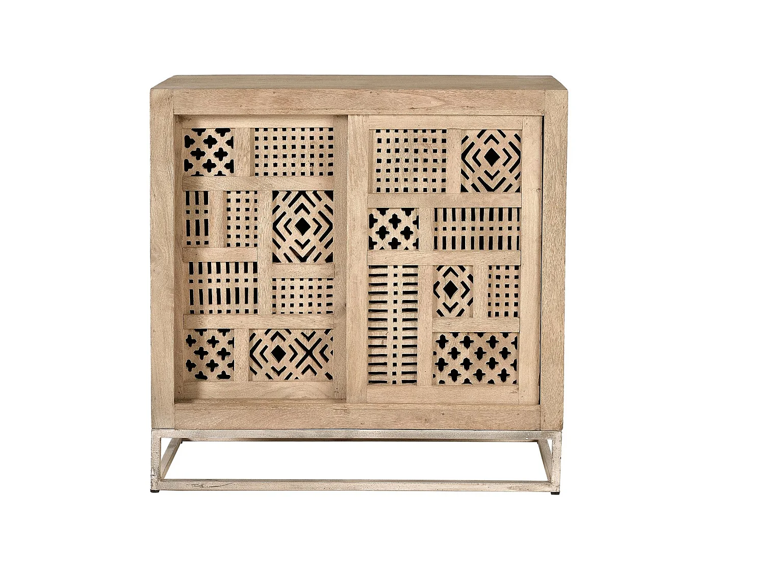 Komoda z drewna mango 90 cm, styl boho, rzeźbiona, 90x90x40 2732723 - obrazek 1