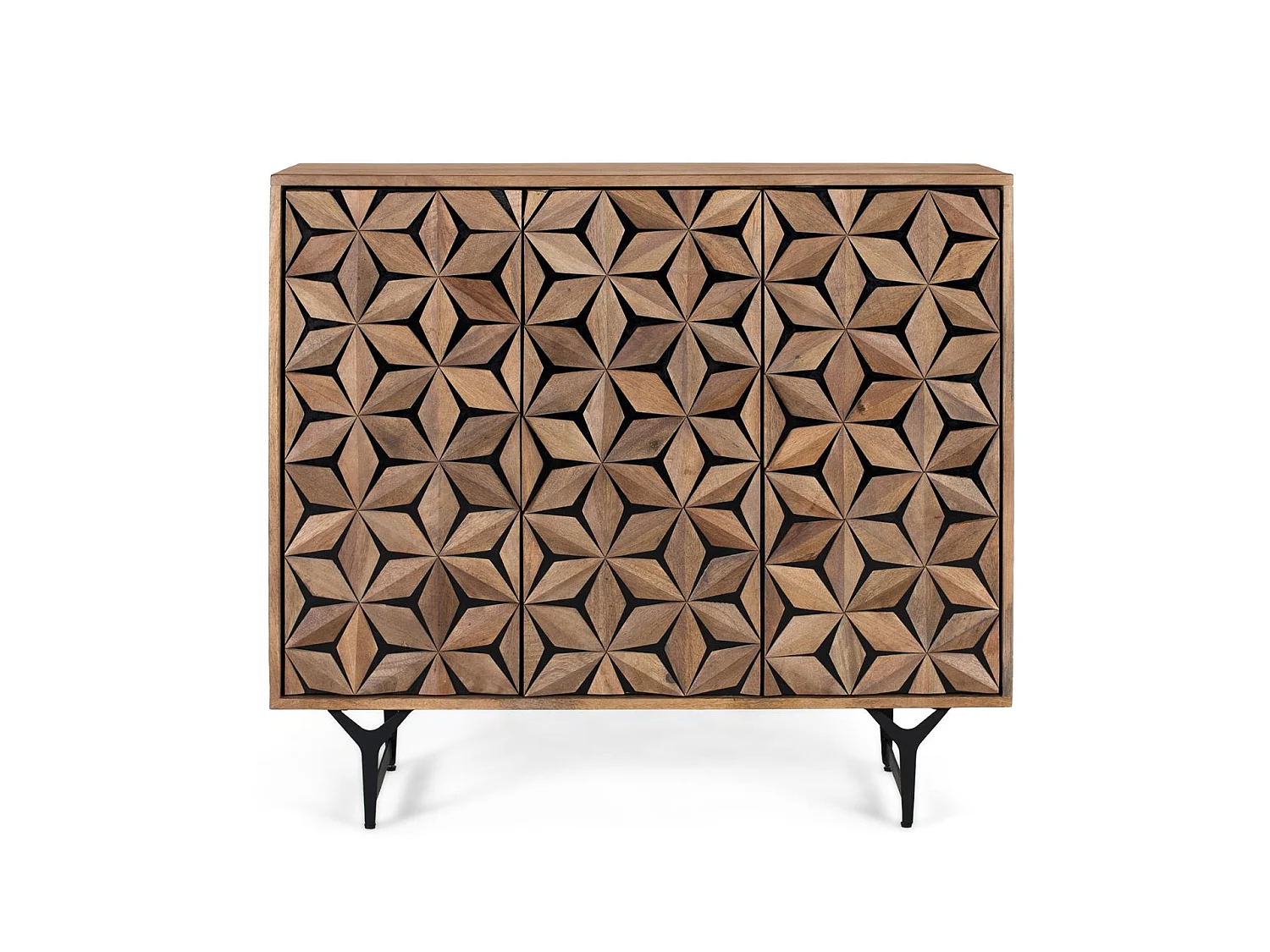 Komoda z drewna mango, styl nowoczesny, geometryczny - 90x100x40 4724832 - obrazek 1
