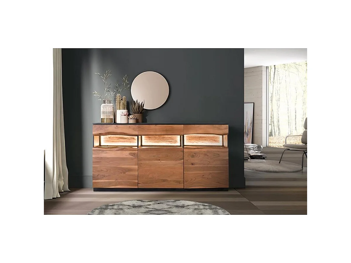 Nowoczesna, rustykalna komoda z drewna akacjowego – 93x180x40 2732743