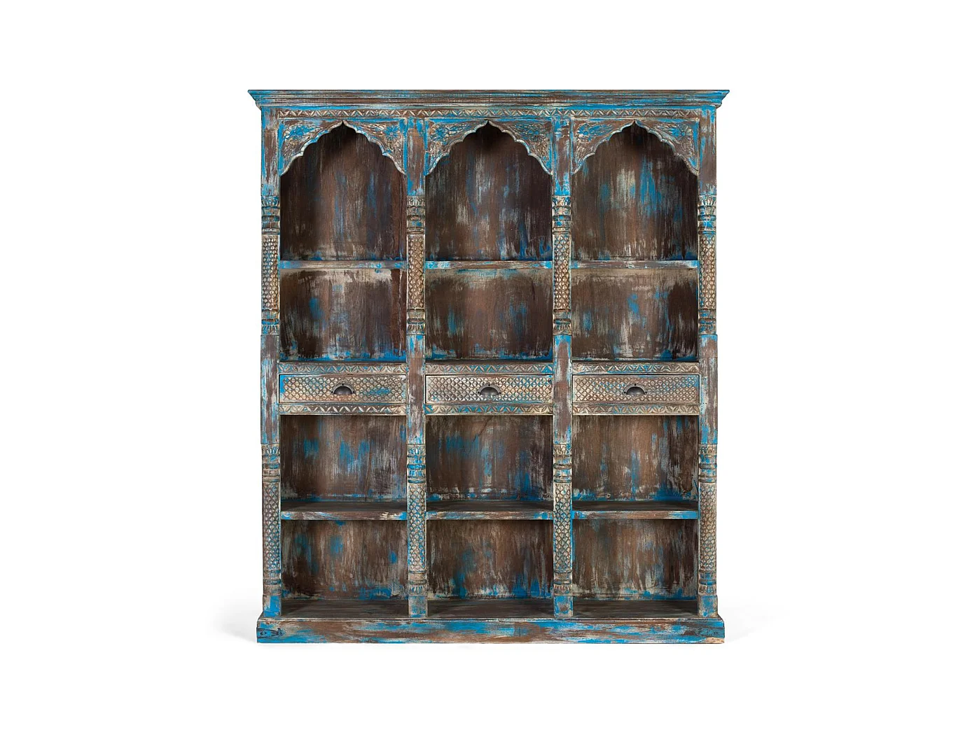 Regał na książki z drewna mango 170 cm, styl współczesny etniczny – 195 x 170 x 38 cm 3794862 - obrazek 1