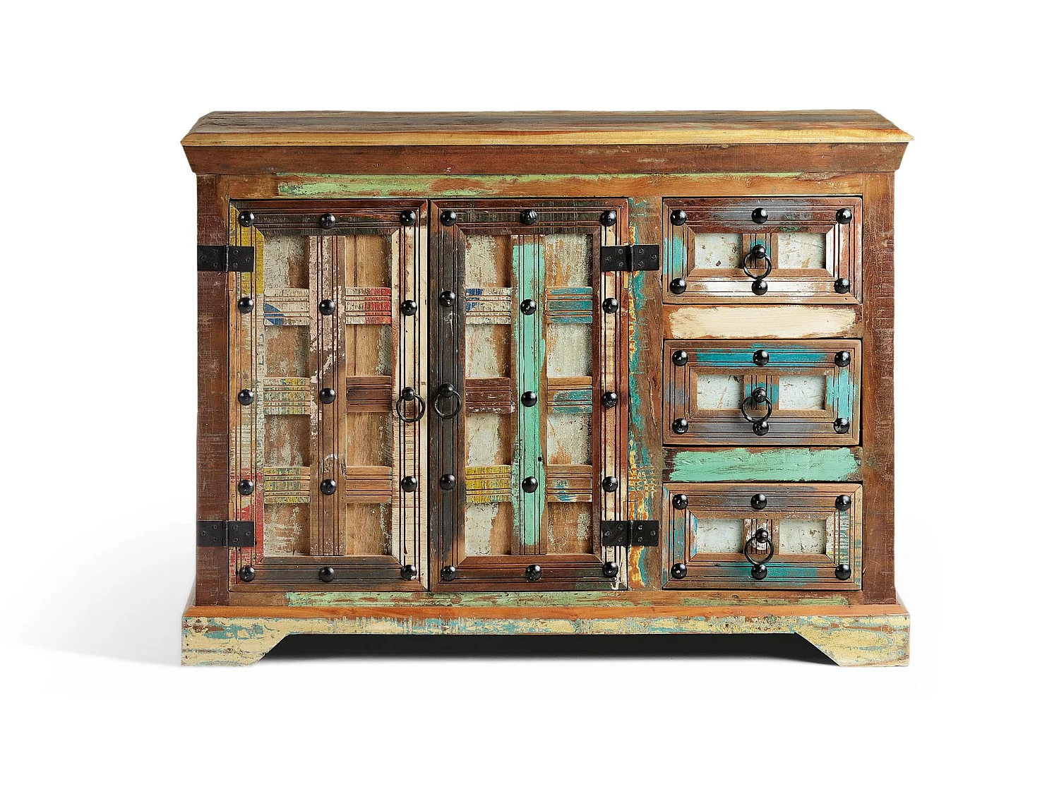 Komoda w stylu retro z drewna pochodzącego z recyklingu - 80x110x40 3003700 - obrazek 1