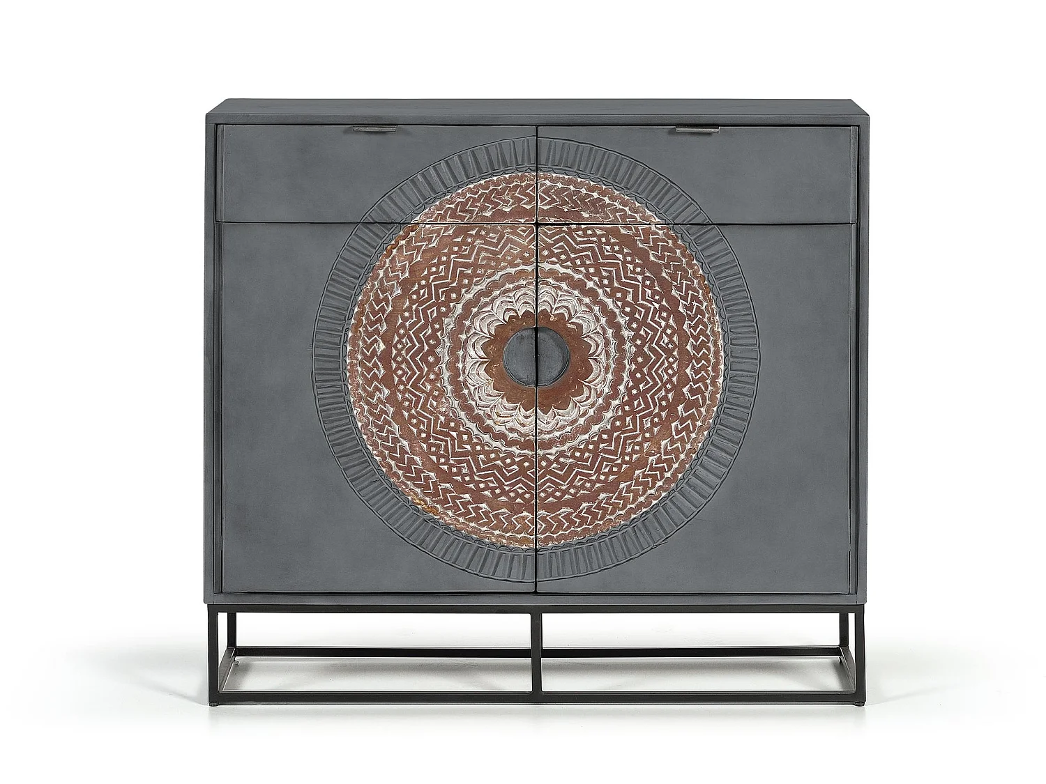 Komoda z drewna mango, 100 cm, w nowoczesnym stylu etniczno-industrialnym, 90x100x32 2732791