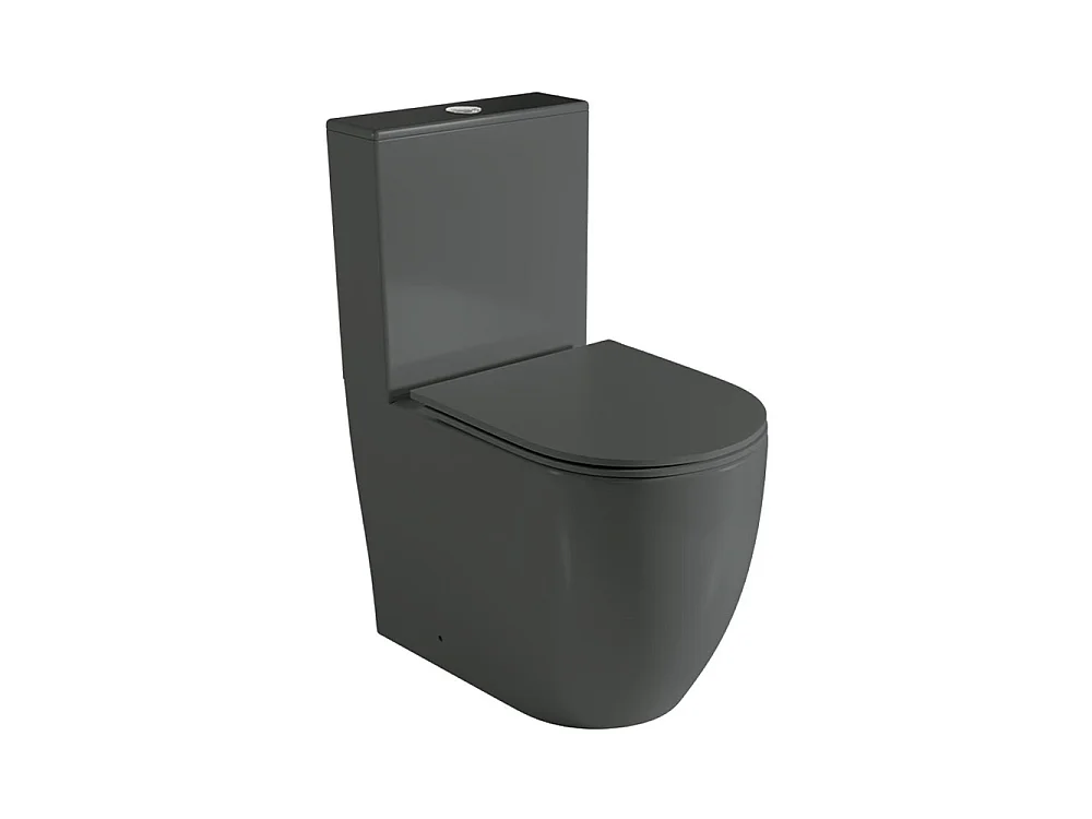 Kompletna Miska WC Przyścienna | Ultracienka Deska Duroplast Soft Close | Zbiornik w Komplecie | Czarny Mat 5038801 - obrazek 1