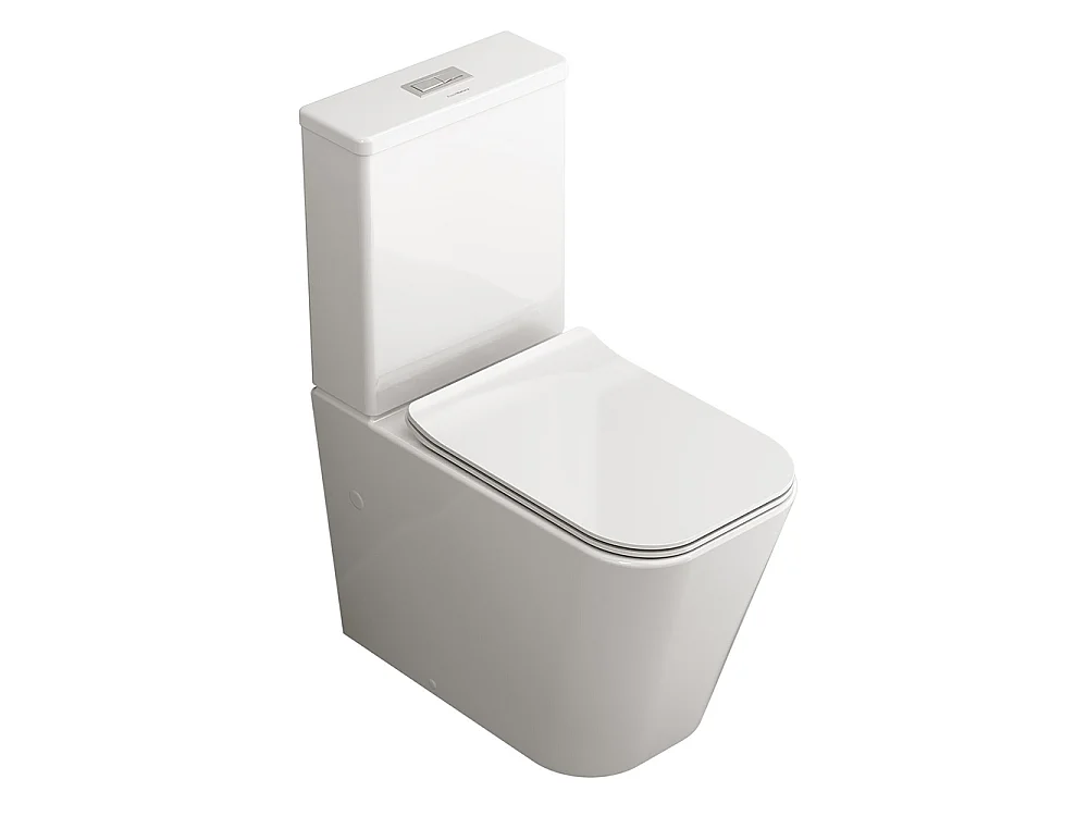 Kompletna Miska WC Rimless Przyścienna | Ultracienka Deska Duroplast Soft Close z Systemem Szybkiego Wypinania | Biały Matowy 5038804 - obrazek 1