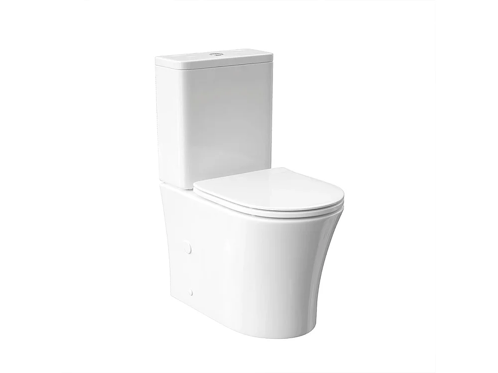 Kompletna Miska WC Rimless Przyścienna | Ultracienka Deska Duroplast Soft Close z Systemem Szybkiego Wypinania | Biały Połysk 5038812 - obrazek 1