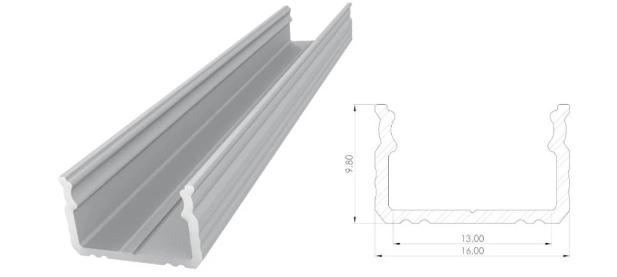 Nawierzchniowy profil LED surowy 9x16mm 2010mm AL12‑GLS2‑RW‑2020 GLALU - obrazek 1