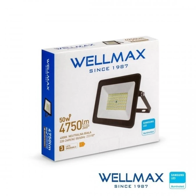 Naświetlacz LED 50W 95lm/W 4750lm IP65 Neutralna 4000K SAMSUNG / GOL1FLN050 - obrazek 1